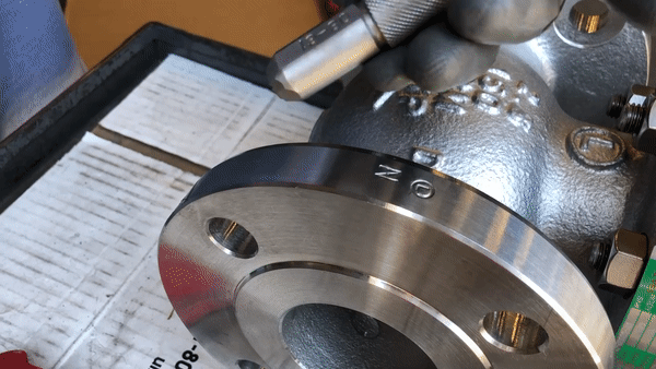 A stainless steel globe valve gets stamped with ABS’s Maltese cross